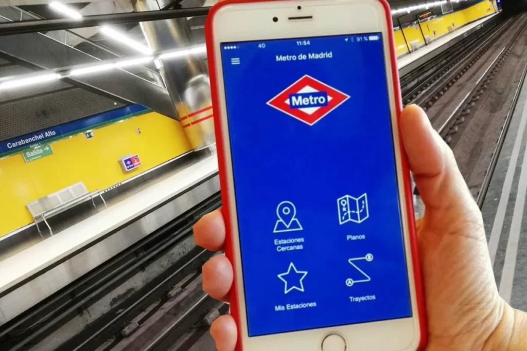 Pantalla App Metro Madrid. Diseño grafico en entorno digital
