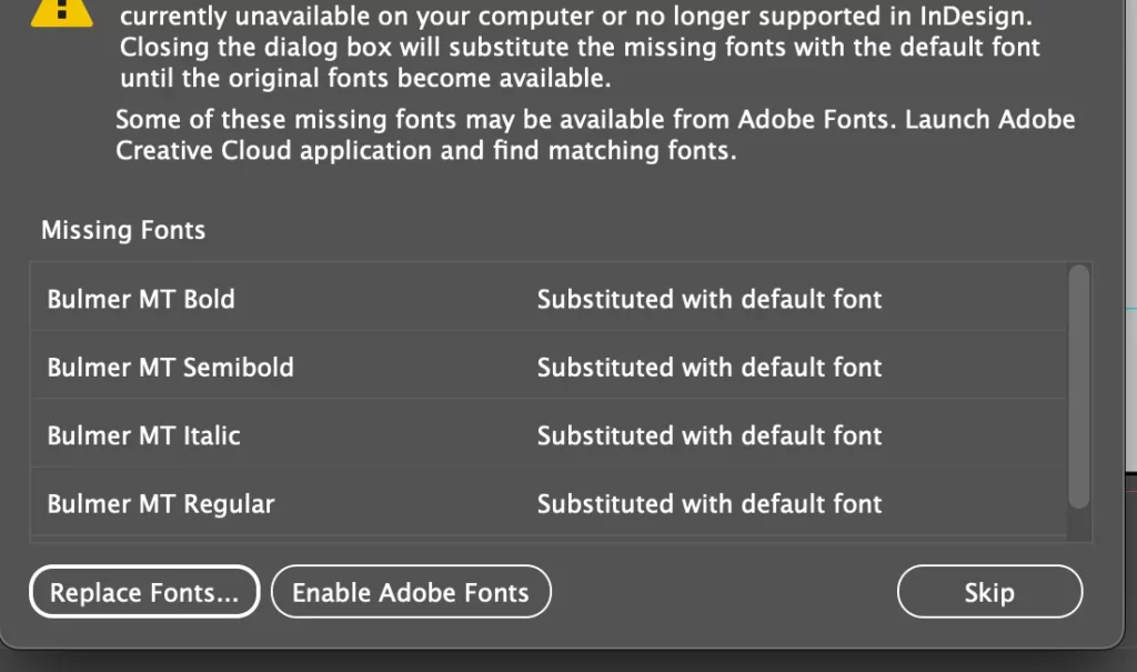 Missing fonts
